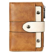 Carteira CLUCI pequena de couro dobrável para mulheres com bolso para moedas