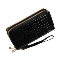 Carteira Clutch Feminina Chique Vintage De Camada Dupla Com Zíper Retrô E Alça De Pulso Para