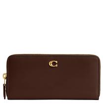 Carteira Coach Essential Slim Accordion com Zíper em Couro Maple Carteira Coach Essential Slim Accordion com Zíper em Couro Maple