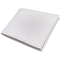 Carteira com Porta Cheques em Couro Natural Branco