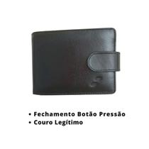 Carteira Couro Fechamento Botão de Pressão Masculina Mod. 023