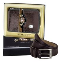 Carteira Couro Mitty Com Ziper - M1Z + Cinto Carteira Couro Mitty Com Ziper - M1Z + Cinto