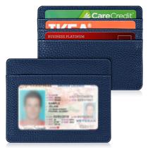 Carteira de cartão Fintie Slim, minimalista, de couro com bloqueio de RFID