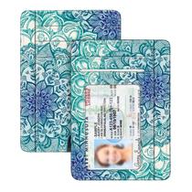 Carteira de cartão Fintie Slim, minimalista, de couro com bloqueio de RFID