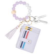 Carteira de chaveiro de pulso NUBYYA para mulheres (roxo claro)