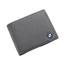 Carteira de Couro BMW com Logotipo Metálico - Porta-Cartões e Clipe para Dinheiro