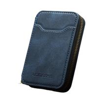 Carteira De Couro Com Zíper Magnético E Porta-Cartões Para iPhone, Samsung Galaxy, Google, Xiaomi,