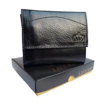 Carteira de couro fecho moderno masculina porta cartão Luxxo