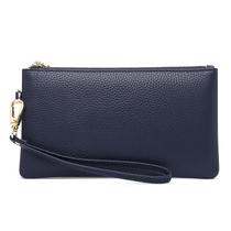 Carteira de couro fina Wristlet Clutch com bloqueio de RFID para mulheres