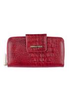 Carteira de couro grande Cindy Feminino vermelho croco
