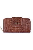 Carteira de couro grande Cindy Feminino whisky croco