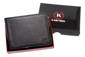 Carteira de Couro Grande Masculina com Caixa porta RG Documento cédula Cnh Chaveiro cód. 560BOL