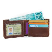 Carteira De Couro Masculina Cartões Visor Para Cnh Use Young