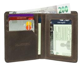 Carteira De Couro Masculina Cédulas Porta Cartão Cnh 030 BROWN - Kartmen