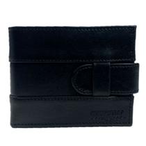 Carteira De Couro Masculina Preta Tradicional Couro Fecho Ext.9159