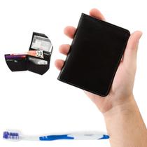 Carteira de Couro Masculina Slim com Escova de dente