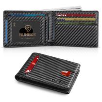 Carteira de couro RUNBOX Slim com bloqueio de RFID para homens preta