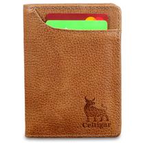 Carteira De Couro Vertical Masculina RG CNH Bloqueio RFID