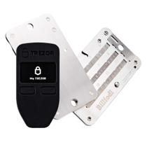 Carteira de hardware de criptomoeda Trezor One com carteira de aço Billfodl