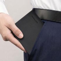 Carteira de Luxo Masculina Couro Genuíno Compacta Bloqueio de RFID Porta Moeda Cartão