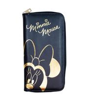 Carteira De Mão Preta Minnie Mouse Brilhante Dourada Grande