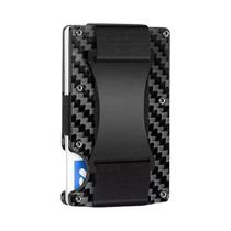 Carteira De Metal Em Fibra De Carbono RFID Slim Para Homens E Mulheres, Porta-Cartões De Crédito