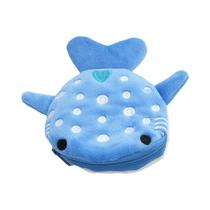 Carteira De Moedas Mini Baleia Tubarão Azul De Pelúcia Com Zíper Para Mulheres, Bolsa Pequena Para