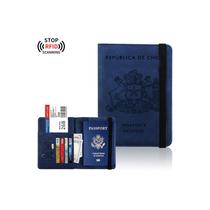 Carteira de passaporte de viagem com emblema nacional chileno com bloqueio de RFID