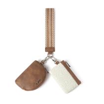 Carteira de pulso CLUCI, chaveiro de couro com bolsa dupla para mulheres Carteira de pulso CLUCI, chaveiro de couro com bolsa dupla para mulheres