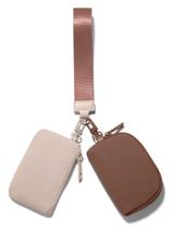 Carteira de Pulso Viverte Mini Zip Around com Chaveiro - Bege e Marrom Carteira de Pulso Viverte Mini Zip Around com Chaveiro - Bege e Marrom