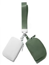 Carteira de Pulso Viverte Mini Zip Around com Chaveiro - Branco e Verde Carteira de Pulso Viverte Mini Zip Around com Chaveiro - Branco e Verde