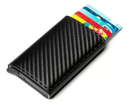 Carteira Ejetora Automática Slim Fibra De Carbono Couro Carteira Ejetora Automática Slim Fibra De Carbono Couro