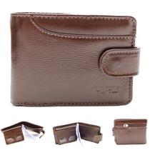 Carteira Em Couro Macio Legítimo Premium Com Fecho Cabe Rg