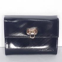 Carteira fem dh couros liso detalhe dourado