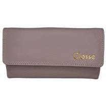 Carteira Feminina Classe Couro Grande Espaçosa Com Fecho