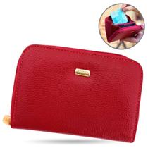 Carteira Feminina Couro Legítimo Pequena Zíper Porta Cartão Crédito Moeda Documento Slim Luxo bolsa