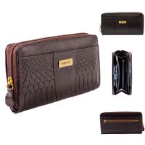 Carteira feminina em couro premium café com zíper Carteira feminina em couro premium café com zíper