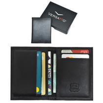 Carteira Feminina Masculina Elegante Vertical Slim Em Couro