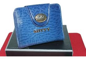 Carteira feminina Mitty 100 % couro original cor azul tamanho média FPFPL