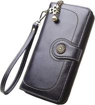 Carteira feminina Nova carteira de cera de óleo bolsa de embreagem de couro bolsa longa para celular feminina pasta de contas oleosas Carteira feminina Nova carteira de cera de óleo bolsa de embreagem de couro bolsa longa para celular feminina pasta de contas oleosas