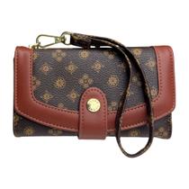 Carteira Feminina Pequena Lace Lore Monograma em PU Premium com Alça de Mão e Zíper Interno