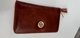 Carteira feminina sintética marron com zíper 17cm Carteira feminina sintética marron com zíper 17cm