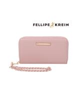 Carteira Feminina Zíper Alça de Mão Fellipe Krein FK525 ROSA