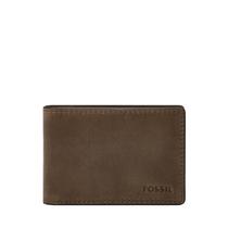 Carteira Fossil, bolso frontal masculino, couro cáqui escuro Carteira Fossil, bolso frontal masculino, couro cáqui escuro