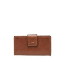 Carteira Fossil Logan Leather RFID Blocking Tab Clutch Brown Carteira Fossil Logan Leather RFID Blocking Tab Clutch Brown