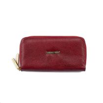 Carteira grande de couro Tinna Feminino Vermelho liso