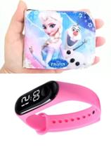Carteira infantil Frozen e relógio digital ou com cronometro menina para presentear sua filha