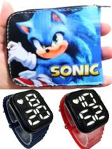 Carteira infantil masculino do Sonic e relógio digital smart a prova d agua , seu filho merece.