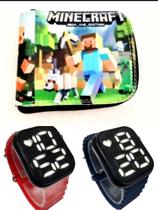 Carteira infantil masculino e relógio digital a prova d agua smart Minecraft, seu filho merece Carteira infantil masculino e relógio digital a prova d agua smart Minecraft, seu filho merece
