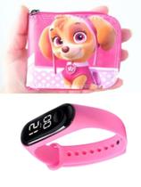 Carteira infantil patrulha canina e relógio digital ou com cronometro menina para dar a sua filha